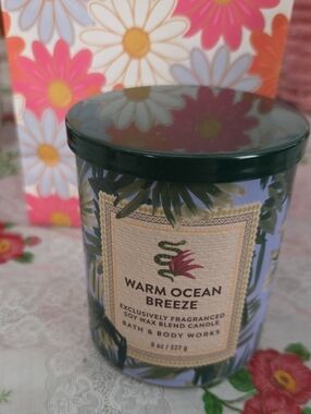 Nwt Bath & Body Works Warm Ocean Breeze Jar Candle - Green